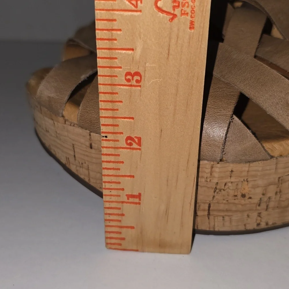 Chocolat Blu Peep Toe Yemaya Slide Platform Cork Wedge Womens Size 10